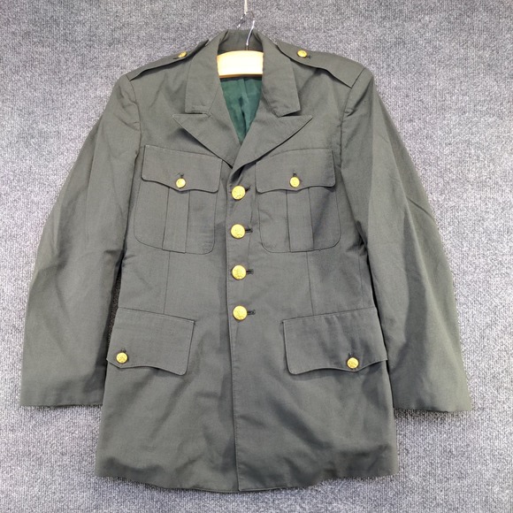 U.S. Army Tropical Dress Coat Green Size 34 Short Poly Wool Blend Uniform - Picture 8 of 14